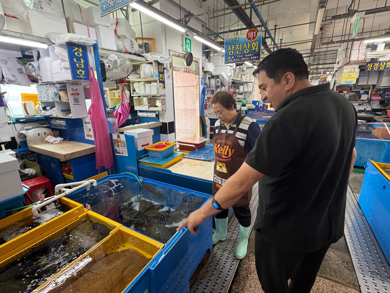 Visiting a local fish market in Busan